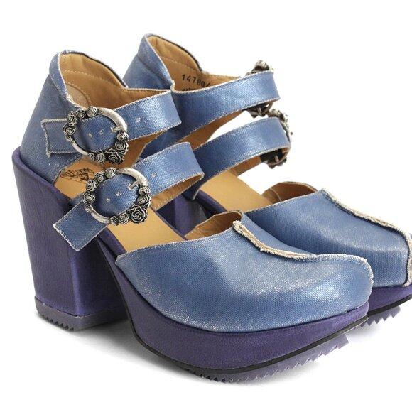 John Fluevog Prepare Canopy 2.0 platform mary jane heels, Blue size 9.5 - Picture 1 of 10